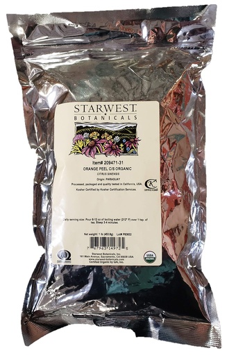 [BRSWIYANDMIRCHD4] Orange Peel Powder Organic - Citrus sinensis, 1 lb,(Starwest Botanicals)