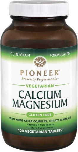 [BRSWIYYLOQBQA2TY] Pioneer Cal Mag & Vitamin D | Calcium & Magnesium Supplement for Adults | High Absorption | Verified Gluten Free | 120 Vegetarian Tablets