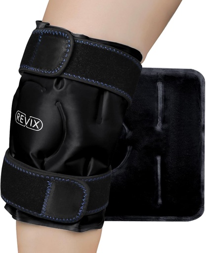 [BRSW2BDYOB5WKCQ3] REVIX Ice Wrap for Knee Discomfort, Reusable Knee Pack Wrap with Cold Compress Therapy forשרירים Ache, מקדם את התאוששות פוסט-Workout Recovery, Soft Plush Lining, Black Black Black Compress Therapy