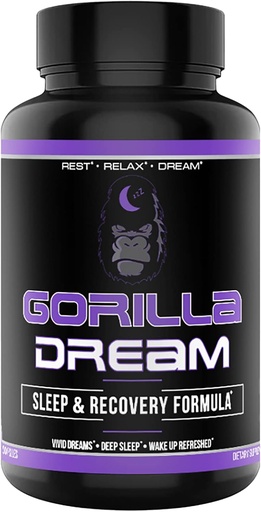 [BRSWGEA6OECQY3LL] Gorilla Mind Dream Suplemento de sueño (120 cápsulas) - Suplemento Nootropic Infused Comprehensive Sleep &amp; Recovery - GABA, Melatonin, Valerian Root, Magnesium, L-Theanine, Sensoril, Ashwagandha &amp; More