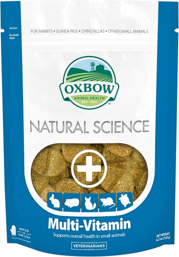 [BRSWIZIZDEGBMFTU] Oxbow Natural Science Multi-Vitamin, High Fiber Supplement for Rabbits & Guinea Pigs, Made with Timothy Hay, Multi-Pet Households, Omega 3 & 6 Fatty Acids, Made in USA, 4.2 oz Bag