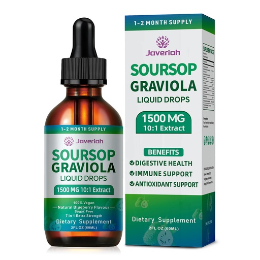 [BRSRA2Q6PMCWOYAU] 2 Pack Soursop Graviola Leaf Extract Liquid Drops Supplement with Irish Sea Moss & Turmeric for Cellular Support, Immune System Boost, Liver Health, Soursop Bitters Liquid 60-Day Supply 4 FL OZ