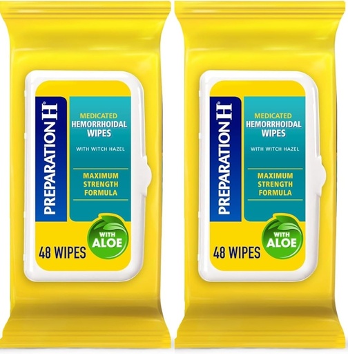 [BRSROAY3DIMRYAY3] Preparation H Hemorrhoid Flushable Wipes with Witch Hazel for Skin Irritation Relief - 48 Count (Pack of 2)