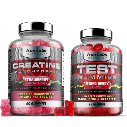 [BRSRAGTQBAFREH3Z] Muscle Gummy Bundle - Creatine Monohydrate Gummies & Testo Gummies for Men - Advanced Bundle