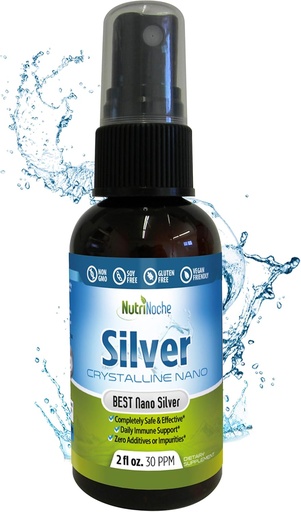 [BRSWYHQECUDQYD3F] Nutrinoche Ultra Pure Colloidal Silver Spray - Excelente suporte imunológico diário - Partículas orgânicas 99,99% Nano - Ultra Puro Hidrosol de Prata - 2 Onças - 30 ppm