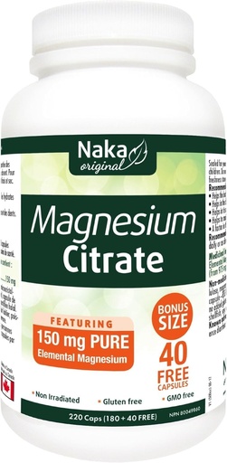 [BRSWGZIYC4IR4D32] Naka Magnesium Citrate, 220 Capsules
