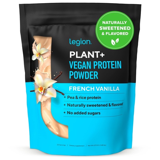 [BRSWGBD3CMCA2DL2] LEGION Plant+ Vegan Protein Powder, Vanilla - Rice and Pea, Plant Based Protein Blend. Gluten Free, GMO Free, Naturally Sweetened and Flavored, 20 Servings (Vanilla)