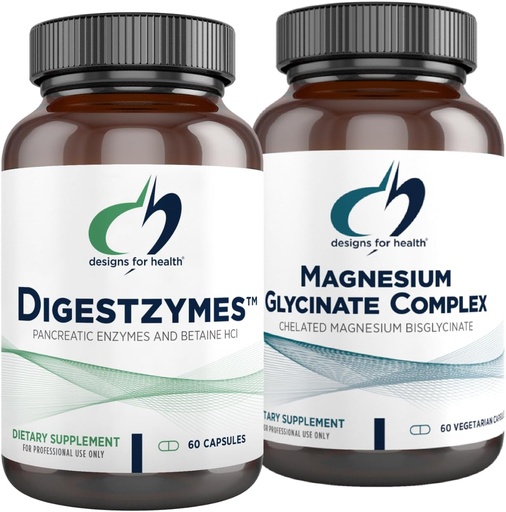 [BRSROGLYOIMG2EYY] Desenhos para Complexo de Glicenato de Magnésio em Saúde (60 Cápsulas) & Digestzimas (60 Cápsulas) Bundle - Enzimas Digestivas para Gás Ocasional e Bloating com Suplemento de Magnésio de Alta Absorção
