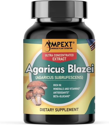 [BRSRA2YBBYCRSH3G] Agaricus Blazei Mushroom Extract - Immune Boost, Balanced Levels, Adaptogenic Properties – 90 Capsules
