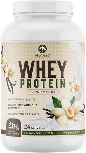 [BRSROHD3AQIAGC3B] Nature's Peak Protein Powder, 100% Whey Powder Isolate, Immune Support, BCAAs, Gluten Free, Fast Absorbing, Easy Digesting Nutrition, French Vanilla, 26 Grams of Per Serving - 24 Servings