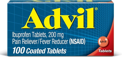 [BRSWIY35AAMGAGT4] Advil Pain Reliever und Fever Reducer, Schmerzrelief Medizin mit Ibuprofen 200mg für Kopfschmerzen, Rückenschmerzen, Menstruationsschmerzen und Gelenkschmerzen Relief - 100 Coated Tablets