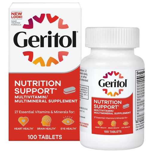 [BRSWGZQ2CMOWCHTD] Geritol Multivitamin Supplement, Contains B-Vitamins, Antioxidants, Vitamins C, E & D and Iron, 27 Essential Vitamins and Minerals, Gluten-Free, Non-GMO, No Artificial Sweeteners, 100 Tablets