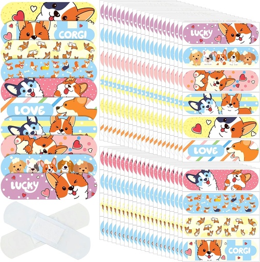 [BRSRAFIZC4MRUAIU] Patelai 300 Pieces Kids Bandages Bulk 10 Styles Children's Adhesive Flexible Colorful Cute Cartoon Bandages Waterproof Breathable Stickers Protection Care Cuts for Girls Boys(Dog)