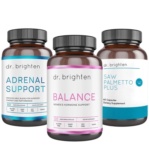 [BRSROZI2CMBBOADV] Dr. Brighten PCOS Basic Kit - Women's Hormone Balance, Adrenal Support, and Saw Palmetto Plus