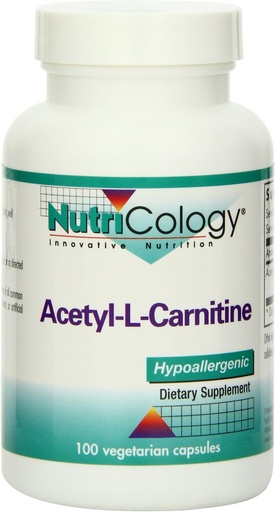 [BRSWIYQYOAIAEAIV] Nutricology Acetyl-L-Carnitine 500mg Supplement - Metabolism and Energy Support, ALC, Free Form Amino Acid, Vegetarian Capsules - 100 Count