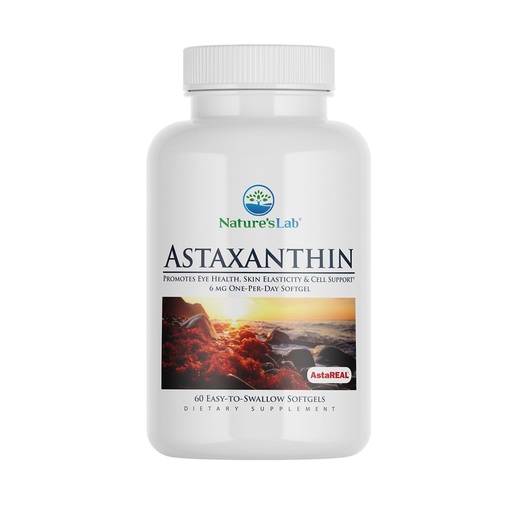 [BRSWKEDYBEJQC2IV] Nature's Lab AstaREAL Astaxanthin - 6mg of Potent Antioxidants - 60 Capsules (2 Month Supply)