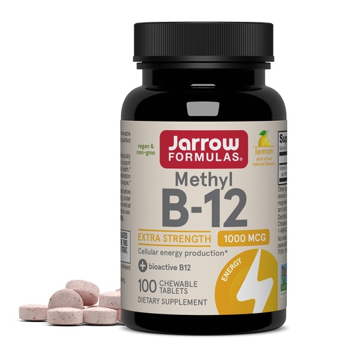[BRSWIYAPBEPGOA3U] Jarrow Formulas Methyl Vitamin B-12 1000 mcg, 100 Chewable Tablets, Lemon Flavored- Bioactive B12 Vitamin - Supports Cellular Energy Production, Brain Health & Metabolism - 100 Servings