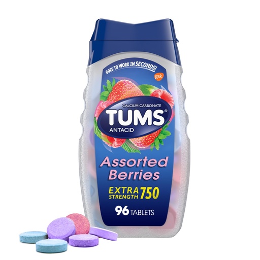 [BRSWIY35A55BSHTK] TUMS Extra Strength Assorted Berries Antacid Tablets for Heartburn Relief, 96 count