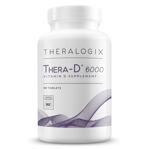 [BRSWYAIQDIDRQ23B] Theralogix Thera-D 6000 Vitamin D Supplement - 6,000 IU (150 mcg) Vitamin D3 Tablets - 90-Day Supply - Immune Support Supplement for Women & Men - Aids Bone & Heart Health - NSF Certified - 90 Tablets