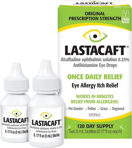 [BRSROYYNOQPRO3DK] LASTACAFT Når dagligt øje Allergi Itch Relief Drops, (2 Greve) 120 Day Supply, Eksklusiv