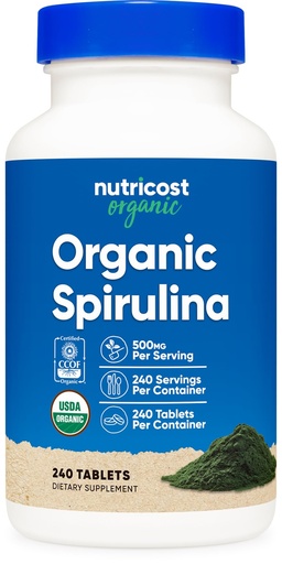 [BRSW2ZAOPJ7W2ETH] Nutricost Organic Spirulina 500mg, 240 Tablets - Gluten Free, Non-GMO