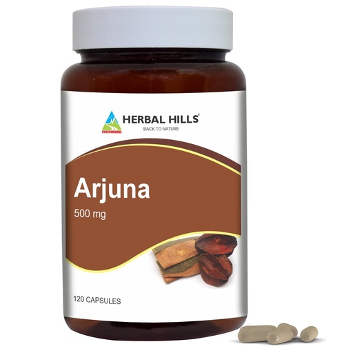 [BRSWGZLQDIFG23AZ] HERBAL HILLS Arjuna Capsules (Terminalia Arjuna) | 120 Count (500 mg) | Standardized Extract Wellness and Health Supplements with Arjuna Bark Extract