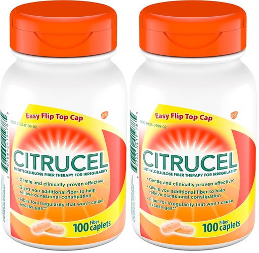 [BRSRAY35DN6GKYDA] CITRUCEL Methylcellulose Fiber Caplets for Occasional Constipation Relief, Orange Flavor - 1 Count (Pack of 2)