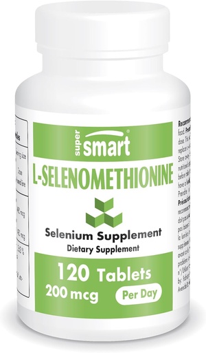 [BRSWIHQBDEOGMAY5] SuperSmart - L-Selenomethionine 200mcg per Day (Selenium Supplement) - High Absorption - Essential Trace Mineral | Non-GMO & Gluten Free - 120 Tablets