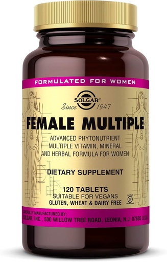 [BRSWIYT3PMMGEHQ7] Solgar Female Multiple, 120 Tablets - Multivitamin, Mineral & Herbal Formula for Women - Advanced Phytonutrient - Vegan, Gluten Free, Dairy Free, Kosher - 40 Servings