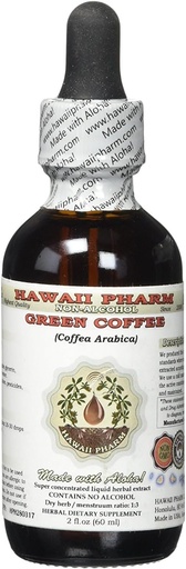 [BRSWKE32BUPQMDT6] Green Coffee Alcohol-Free Liquid Extract, Green Coffee (Coffea Arabica) Dried Bean Glycerite Hawaii Pharm Natural Herbal Supplement 2 oz