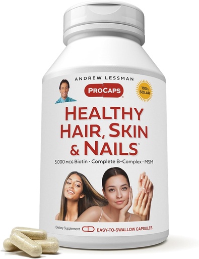 [BRSWGH36CMGQMHL6] ANDREW LESSMAN Hair sanatos, piele si unghii 240 capsule - 5000 mcg mare bioactivitate Biotina, B-complex. Promovează pielea frumoasă, cuie puternice. Fără aditivi Cresterea parului Vitamine Supliment Biotin