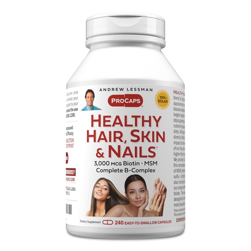 [BRSWGH36CMGQMHL6] ANDREW LESSMAN Healthy Hair, Skin and Nails 240 Capsules - 3000 mcg High Bioactivity Biotin, B-Complex. Promotes Beautiful Skin, Strong Nails. No Additives Hair Growth Vitamins Biotin Supplement