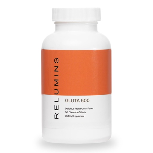 [BRSROZY2PIHWGCTH] Relumins Gluta 500 Chewable Tablets with Glutathione, Hyaluronic Acid, Vitamin C, Biotin & Collagen – Supports Skin Tone & Glow – Fruit Punch Flavor – for a Summer Glow Skin – 60 Tablets