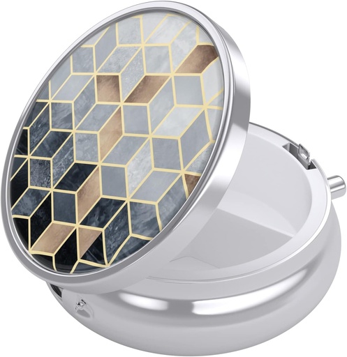 [BRSW2GATAUNBYFA2] Nipichsha pil Box, kleine pil geval voor portemonnee & Pocket, leuke reis medicijnen Organisator, draagbare geneeskunde container houder om vitamines te houden, medicijnen, visolie & supplementen, Gold Diamond