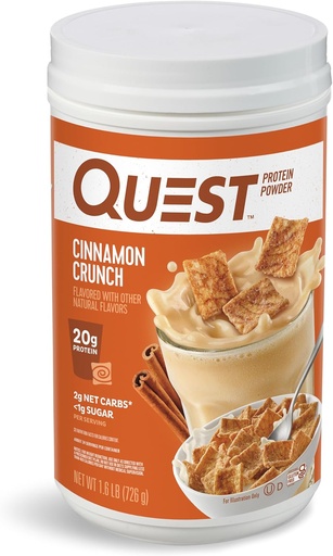 [BRSWGHTQOF6WEEQ4] Quest Nutrition Cinnamon Crunch Protein pulver, 20g Protein, 2g Net Carb, 1g Sukker, Lavkarbohydrat, Glutenfri, 1,6 pund, 24 Services