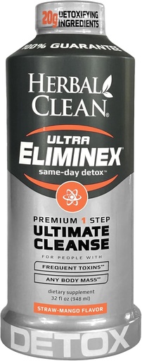 [BRSROH36CUPQ2FLD] Herbal Clean Same Day Ultra Eliminex Detox Cleanse Drink* (32 fl oz) - Straw-Mango Flavor Full Body Cleanse Detox Edaria Esnea Thistle Seed* alturako, B12 bitamina gizonentzat eta emakumeentzat