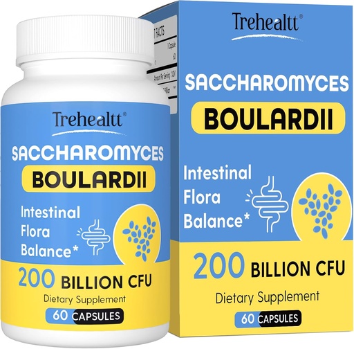 [BRSROHQCAV6BUDT5] Saccharomyces Boulardii Probiotics 200 Billion CFUs, Clinically-Studied Probiotic for Women & Men Yeast for Intestinal, Gut, Immune & Digestive Health, Acid Resistant & Shelf-Stable, 60 Days Supply