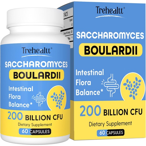 [BRSROHQCAV6BUDT5] Saccharomyces Boulardii Probiotics 200 Billion CFUs, Clinically-Studied Probiotic for Women & Men Yeast for Intestinal, Gut, Immune & Digestive Health, Acid Resistant & Shelf-Stable, 60 Days Supply