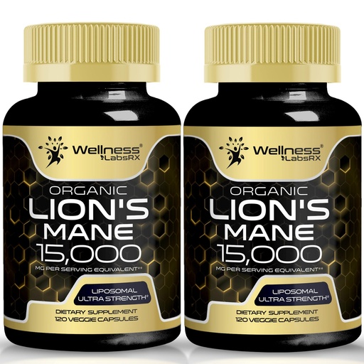 [BRSROAD7CACBEEYU] Lions Mane Supplement Capsules - 120 Count - Mushroom Supplement, Brain Supplements for Memory and Focus, Lion's Mane Mushroom Capsules - Cognitive & Immune Support, Focus Supplement - 2 Pack