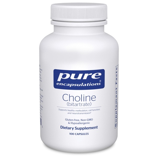 [BRSRMZTQOEPQM3T7] Pure Encapsulations Choline (Bitartrate) - 275 mg Choline (Bitartrate) - Supports Methylation, Brain Health & Cell Function* - Highly Bioavailable - Vegan & Non-GMO - 100 Capsules