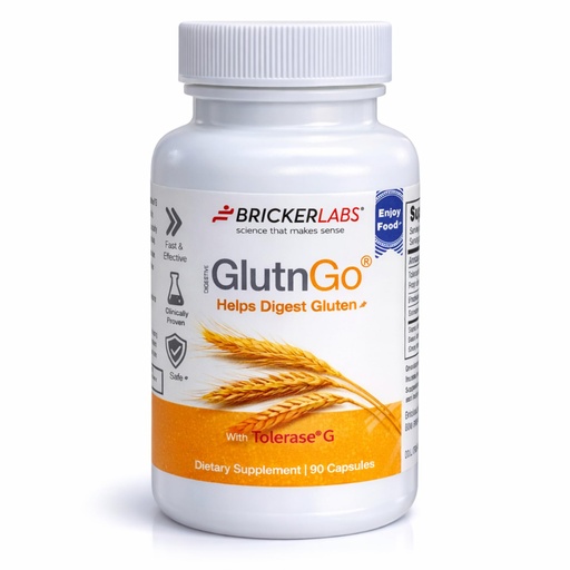 [BRSWK2QOBN5R42TU] Bricker Labs GlutnGo Gluten Digestive Enzyme with Tolerase G 100mg – Supports Gluten Digestion & Digestive Comfort, 90 Capsules