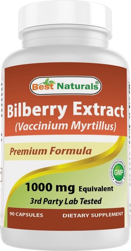 [BRSWIFIRA4GGCGDU] Best Naturals Bilberry Extract 1000mg Capsule (Non-GMO) Supports Healthy Vision, 90 Count