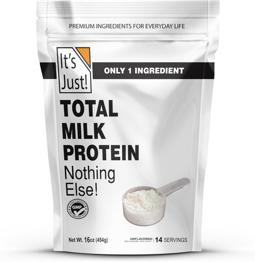[BRSRMZQTA55WG3T3] It's Just! - Total Milk Protein Concentrate Powder, Naturally 80% Casein / 20% Whey, rBSH/RBST Hormone Free, No Added Sugar, MPC-85 (1 Pound, Unflavored)
