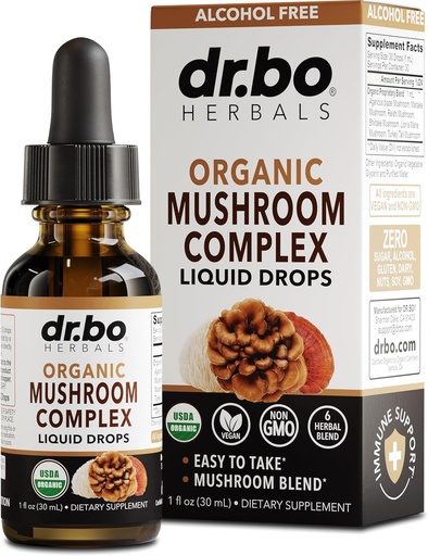 [BRSRAYYYARYGMFDA] Organic Lions Mane Mushroom Complex - Грибна добавка Liquid Drops Настоянка для Focus, Fog, Brain Health Supplements - Vegan, Herbal Organic Lion's Mane Mushrooms, Reishi, Туреччина Tail Extract 1oz