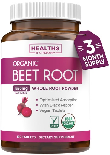 [BRSRAGA3A5YAY33J] Organic Beet Root Powder Tablets - Extra Strength Beet Supplement with Black Pepper Extract for Enhanced Absorption to Support Heart Health Nitric Oxide Production & Athletic Performance (3 Months)