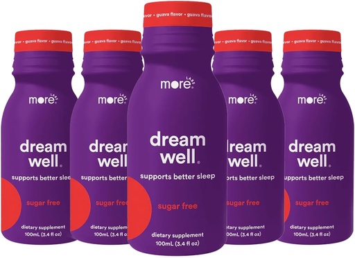 [BRSRAYYBA4HRMD3H] More Labs Dream Well Holistic Sleep Shot Drink 5 Pack | Non-Habit Forming | Lemon Balm, Melatonin and Glycine | Sleep Support Solution