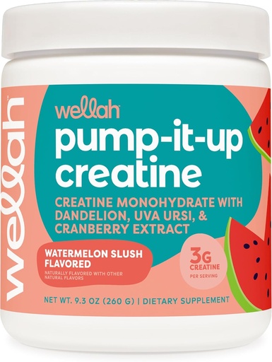 [BRSRAGDQDECRSGT2] Wellah Creatine for Women (50 Servings, Watermelon Slush) - Creatine Monohydrate with Dandelion & Cranberry Extract