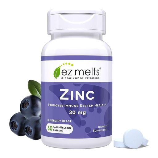 [BRSWIBARAZ7BSCTM] EZ Melts Zinc - Supplement for Immune, Digestive & Skin Health Support - Non-GMO, Vegan & Gluten-Free - Blueberry Blast - 60 Dissolvable Tablets (60 Servings)