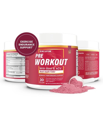 [BRSWYBIDDMMGM2T3] Essential Elements PreWorkout Powder with Beet Root & ACV | Superfood Energy Supplement & All-Natural Nitric Oxide Booster Plus Caffeine 30 Servings