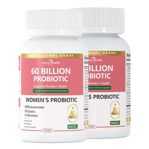 [BRSRAEABBANA233X] Probiotics and Prebiotics for Women pH Balance & Digestion - 60 Billion Vaginal Probiotic with Cranberry & D-Mannose for Gut, Urinary, Immune Health, Vegan & Non-GMO | 180 Capsules
